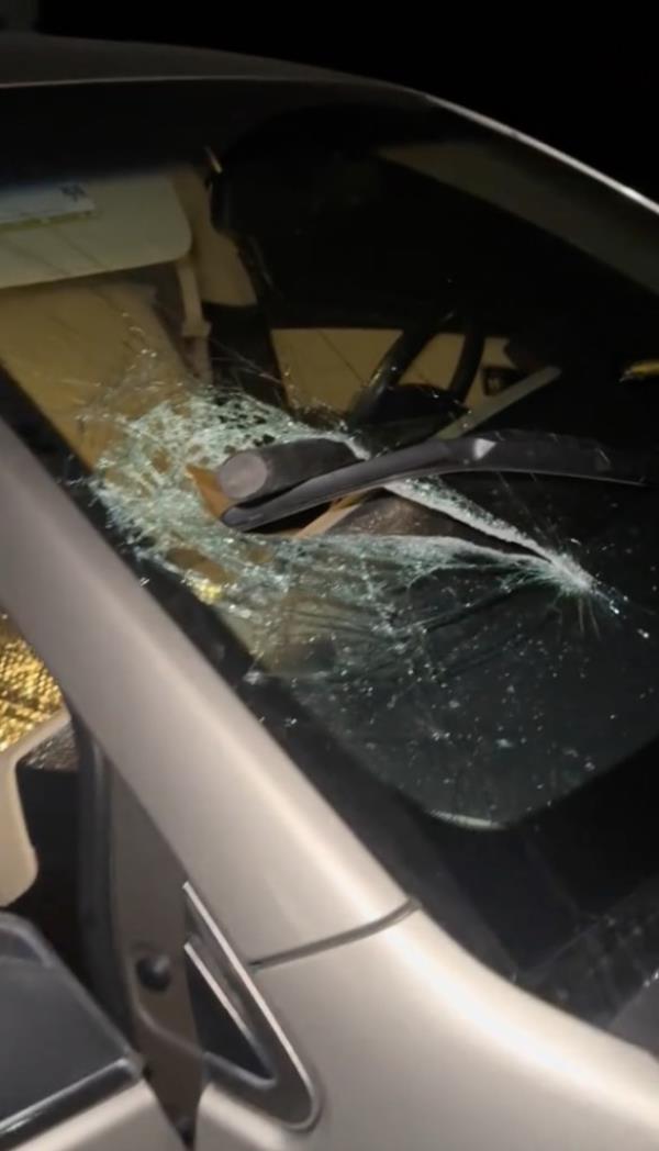 spear in car windshield