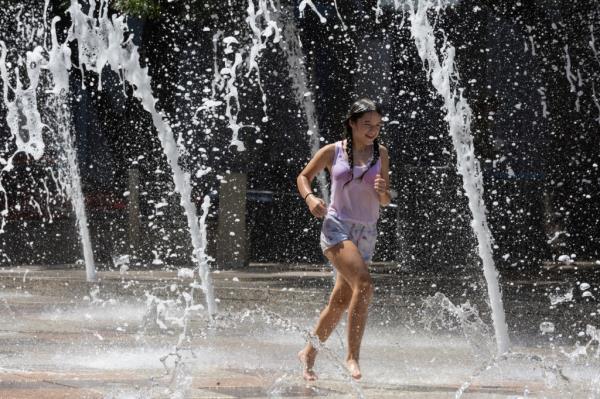 girl walking through water